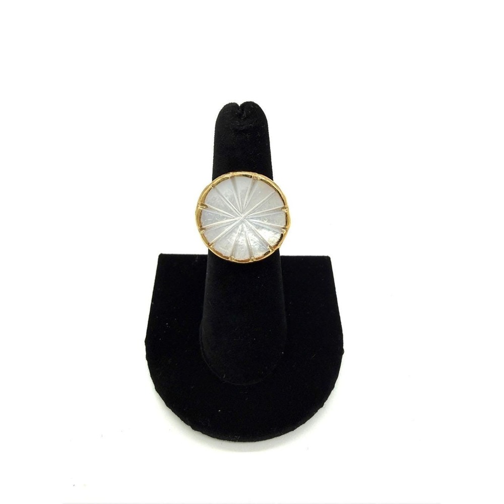 NWT Gold-Trim White Radiant Disc Statement Ring